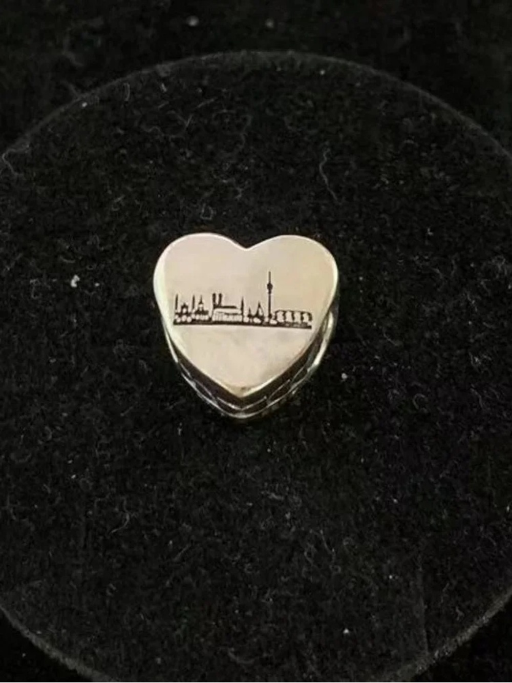 Pandora Sterling Silver Heart Skyline Charm - Silver